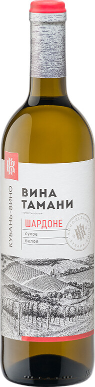 Российское вино Кубань.Таманский полуостров сухое белое Шато Тамань.Шардоне 2021г  0,75л