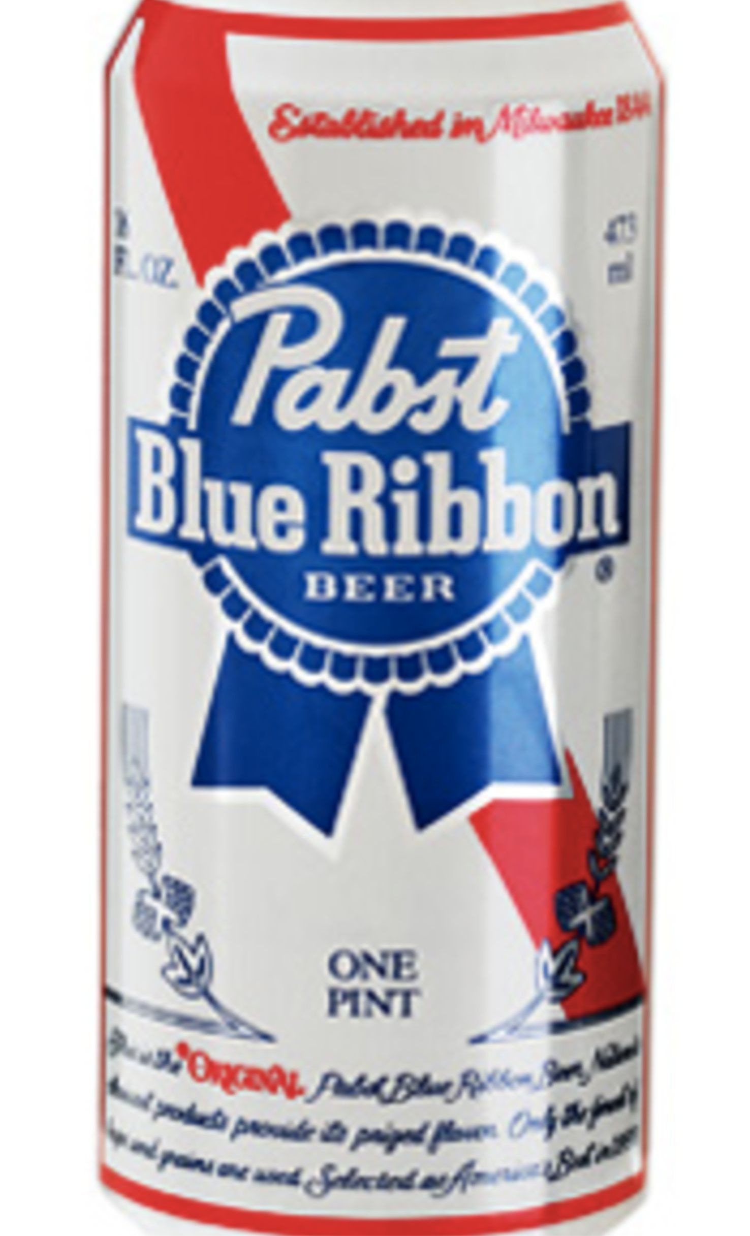 Этикетка Пиво Пабст Блю Риббон светл. пастеризован. фильтрован. 0,473л бан. алк.4,6%