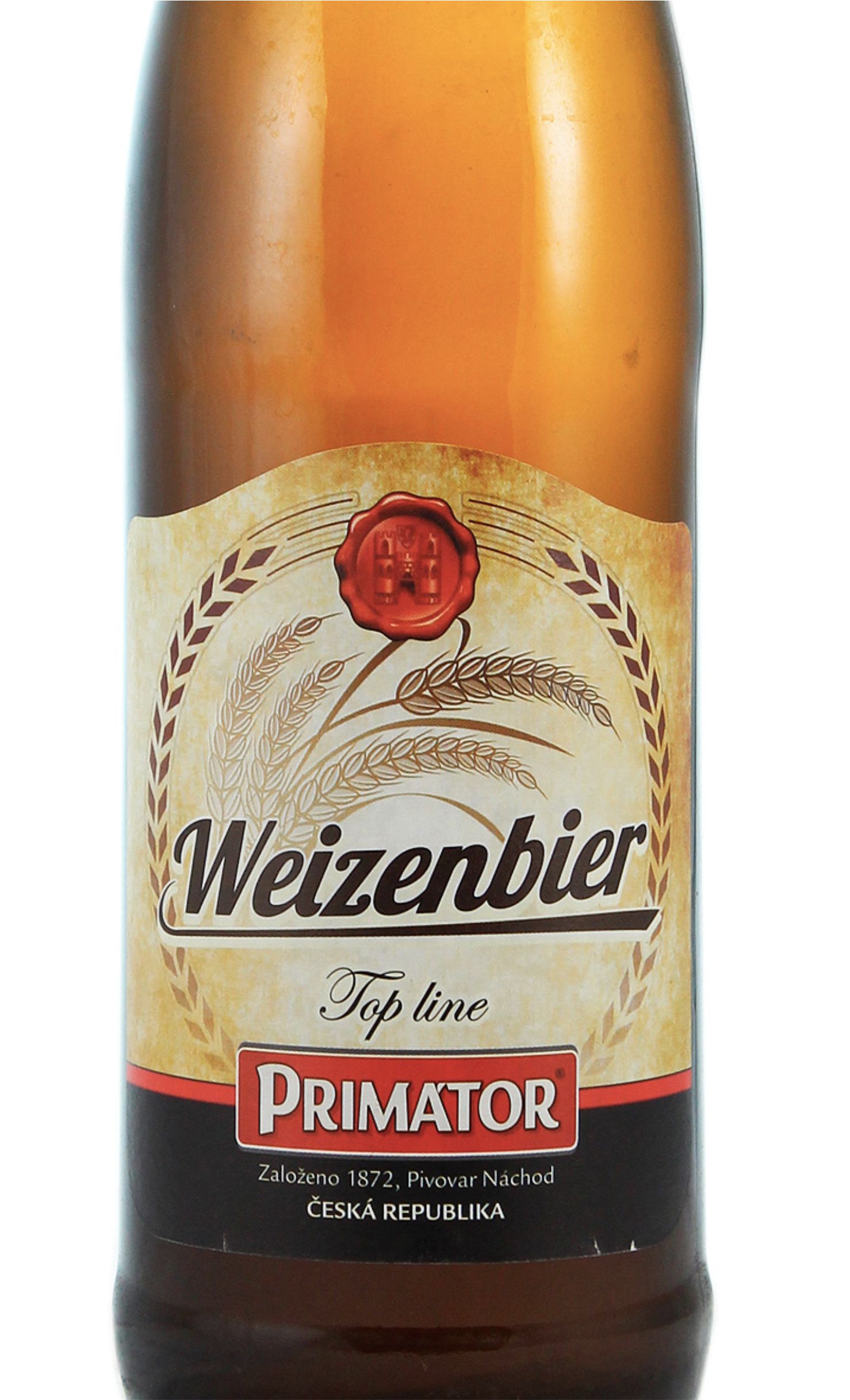 Этикетка Пиво Приматор Вайзенбир солодовое светл. пастеризован. нефильтрован. 0,5л бут. алк.4,8%