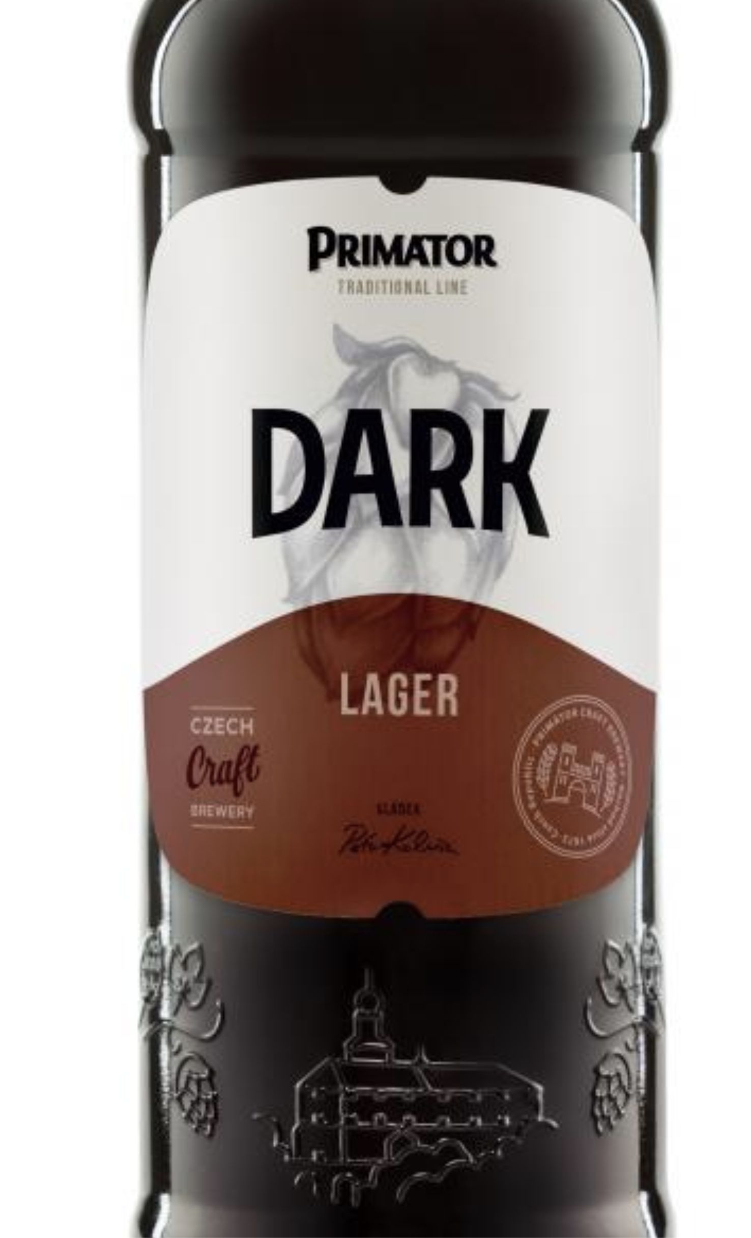 Этикетка Пиво Приматор Темное Премиум  пастеризован. фильтрован. 0,5л бут. алк.4,5%