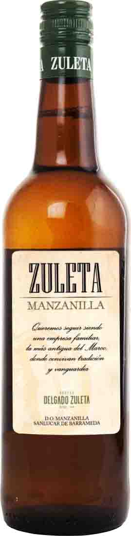 Херес крепленое (ликерное) вино Зулета Мансанилья (Мансанилья Санлукар де Баррамеда)  креп 15%, емк 0.75л.