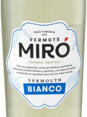 Этикетка Ароматизированный виноградосодержащий напиток из виноградного сырья Вермут Миро Бьянко 2021г креп 15%, емк  1.0л.
