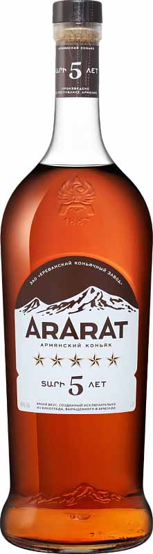 Армянский коньяк пятилетний "АРАРАТ*****" креп 40%, емк 1л