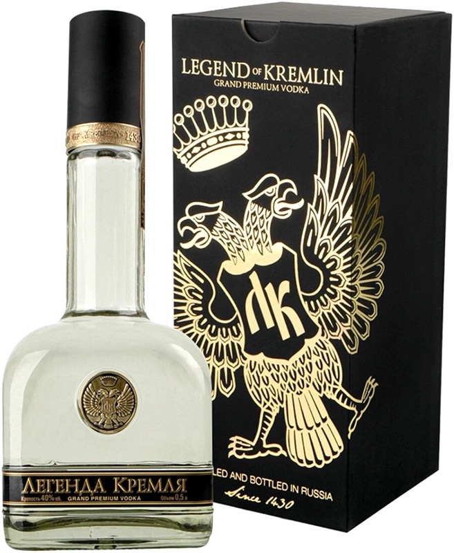 ВОДКА "ЛЕГЕНДА КРЕМЛЯ"  креп 40%, емк 0,5л  в п/у