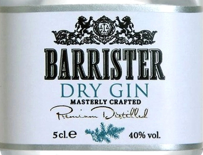 Этикетка Джин сухой "BARRISTER DRY (БАРРИСТЕР ДРАЙ)"  креп 40%, емк 0,05л