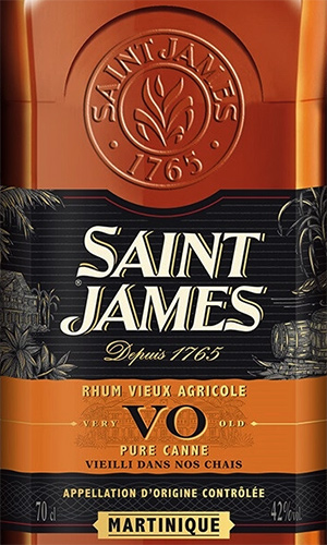 Этикетка Ром выдержанный "Сент Джеймс Агриколь Вьё ВО. Мартиника АОС", креп. 42%, емк 0,7л