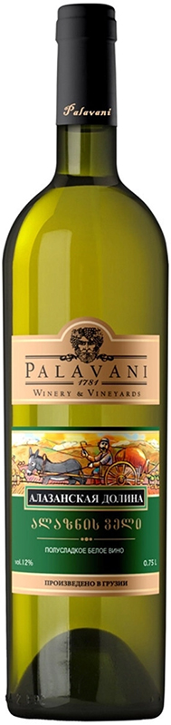 Вино ординарное Алазанская Долина белое полусладкое 0.75л.
