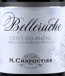 Этикетка ВИНО выдержанное "Кот дю Рон Бельрюш М. Шапутье" сухое красное  креп 14,5