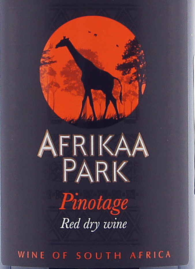 Этикетка Вино Африкаа Парк Пинотаж красное сухое 0.75л.
