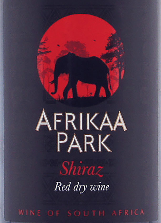 Этикетка Вино Африкаа Парк Шираз красное сухое 0.75л.