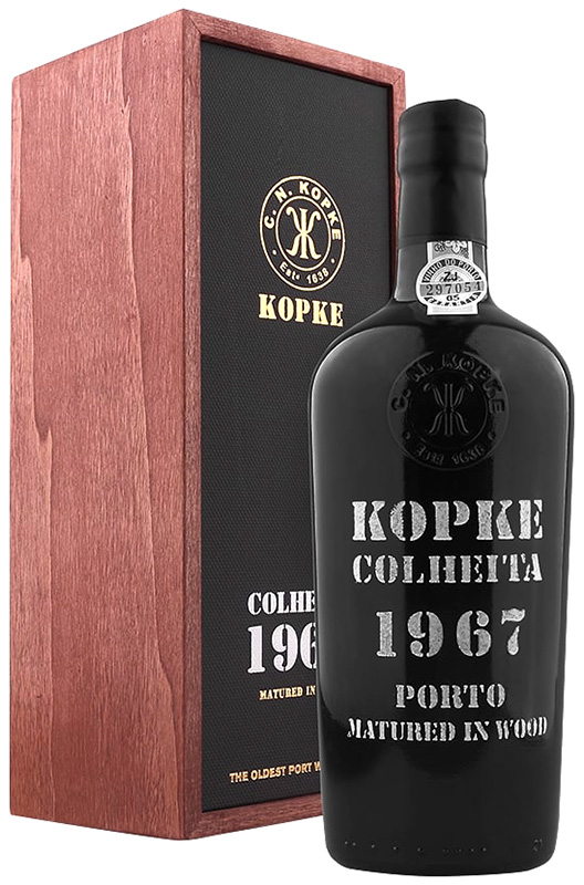 Крепленое вино крепкое (портвейн) марочное "Копке Колейта Порто", в деревянной п/у, год урожая 1967, креп. 20%, емк  0,7