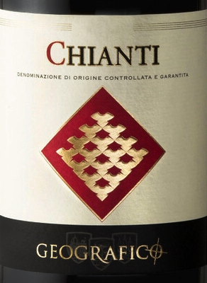 Этикетка ВИНО ординарное "Кьянти Джеографико" 2021г сухое красное  креп 12,5%, емк 0.75л.