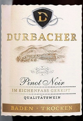 Этикетка ВИНО сортовое выдержанное "Дюрбахер Баден Пино Нуар" сухое красное  креп 14%, емк 0.75л.