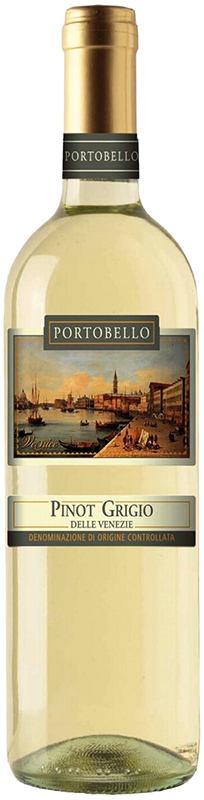 ВИНО сортовое ординарное "Портобелло Пино Гриджио Делле Венеция" белое сухое креп 12%, емк 0,75л