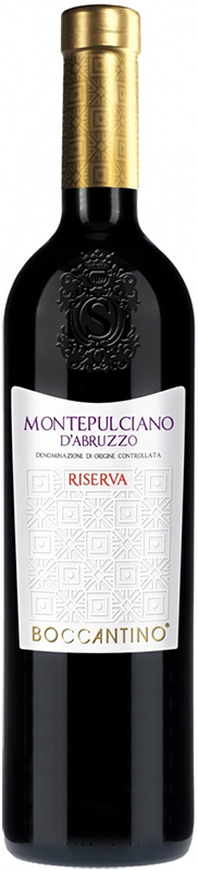 ВИНО сортовое выдержанное "Боккантино Монтепульчано д' Абруццо Ризерва"  2018г сухое красное креп 13%, емк 0.75л.