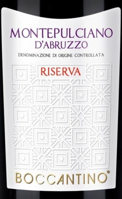 Этикетка ВИНО сортовое выдержанное "Боккантино Монтепульчано д' Абруццо Ризерва"  2018г сухое красное креп 13%, емк 0.75л.
