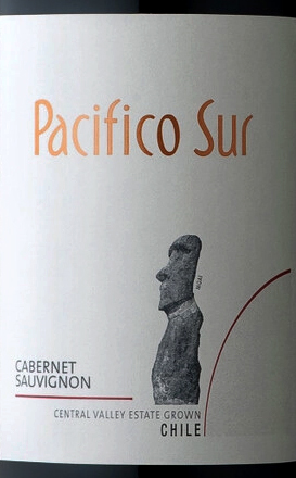 Этикетка Каберне Совиньон Пасифико Сур красное сухое 0,75 л.