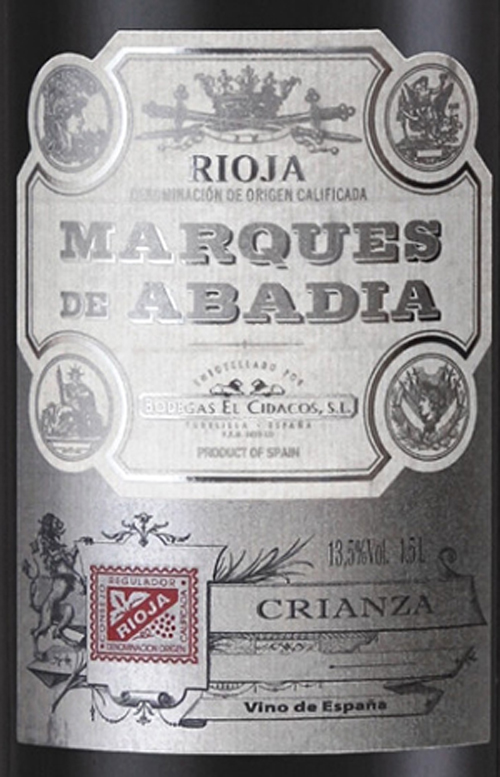 Этикетка Маркес де Абадиа Крианца DOC красное сухое 1.5л.