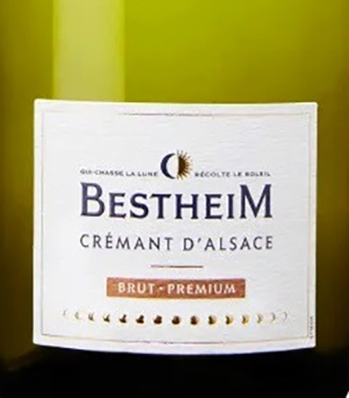 Этикетка Игристое вино выдержанное Креман д' Эльзас Бестхайм Брют Премиум брют белое 0.75л.