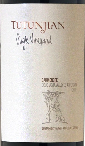 Этикетка ВИНО сортовое выдержанное "Тутунжан Сингл Виньярд Карменер" 2020г  сухое красное  креп 14%, емк   0.75л.