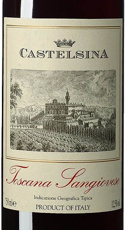 Этикетка Кастельсина Тоскана Санджовезе ИГТ 2013 0,75л Красное 12,5% Сухое  Cantina Castelsina SA