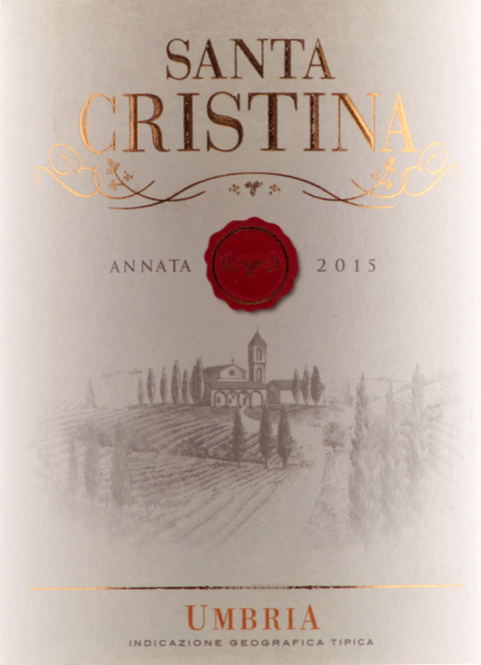 Этикетка Санта Кристина Бьянко Умбрия ИГТ 2015 0.75л. белое сухое Cantine Santa Cristina Spa