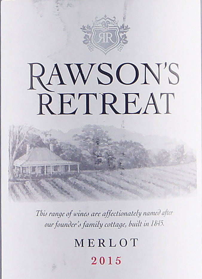 Этикетка Роусонс Ритрит Мерло 2015 год красное п/сухое 0.75л. Rawsons Retreat Wines