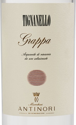 Этикетка Водка виноградная "Граппа Тиньянелло" креп 42%, емк  0,5л