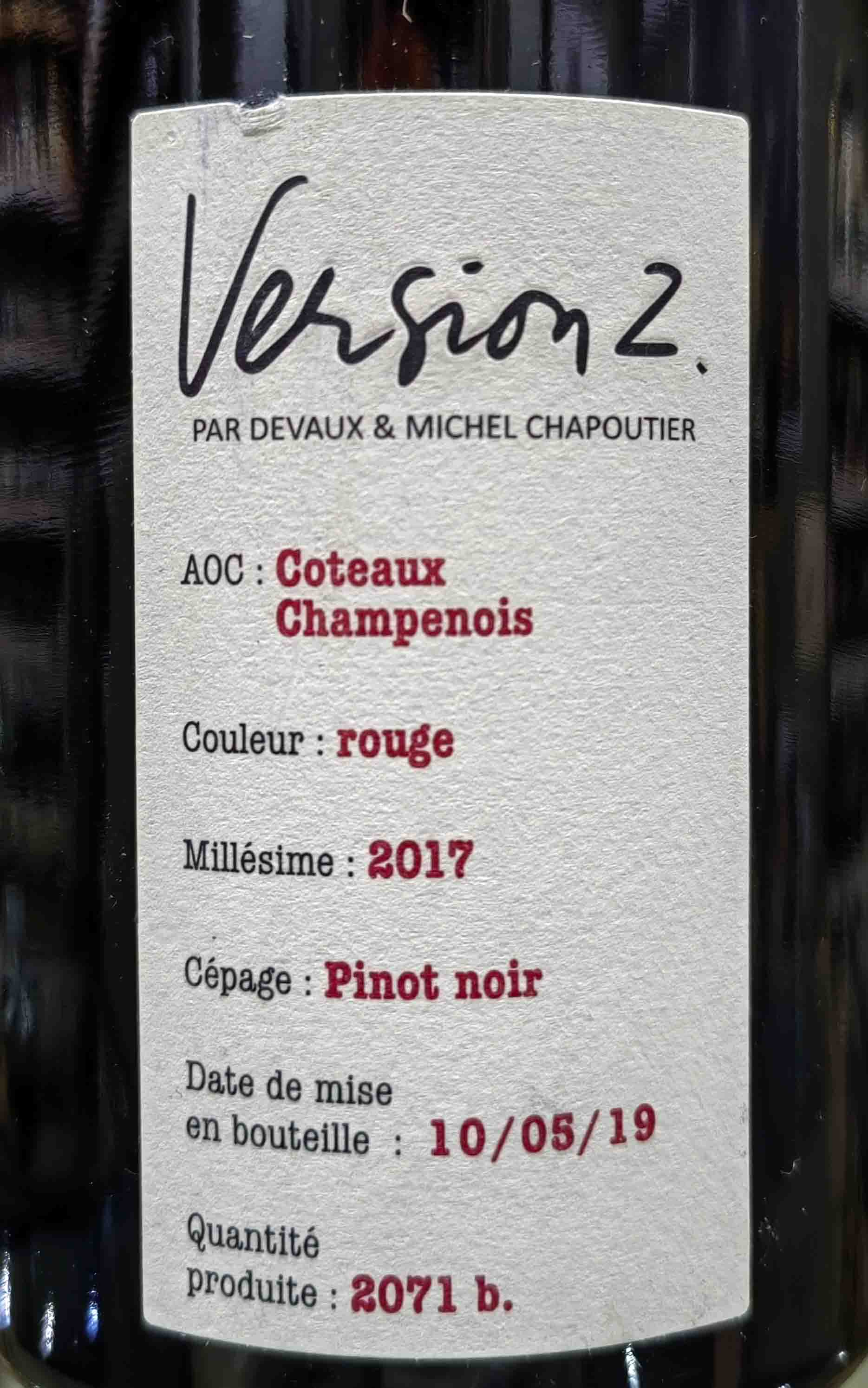 Этикетка Вино выдержанное "Дево Кото Шампенуа АОС" 2017г  сухое красное креп 12,5%, емк 0,75л.