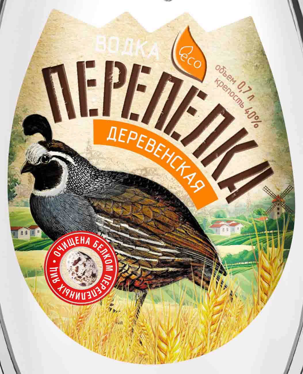 Этикетка ПЕРЕПЕЛКА "ДЕРЕВЕНСКАЯ" креп. 40% емк. 0.5л.