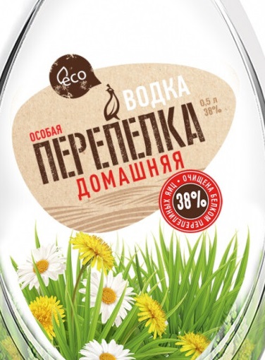 Этикетка ВОДКА "Перепелка "Домашняя" креп 38%, емк 0.5л.