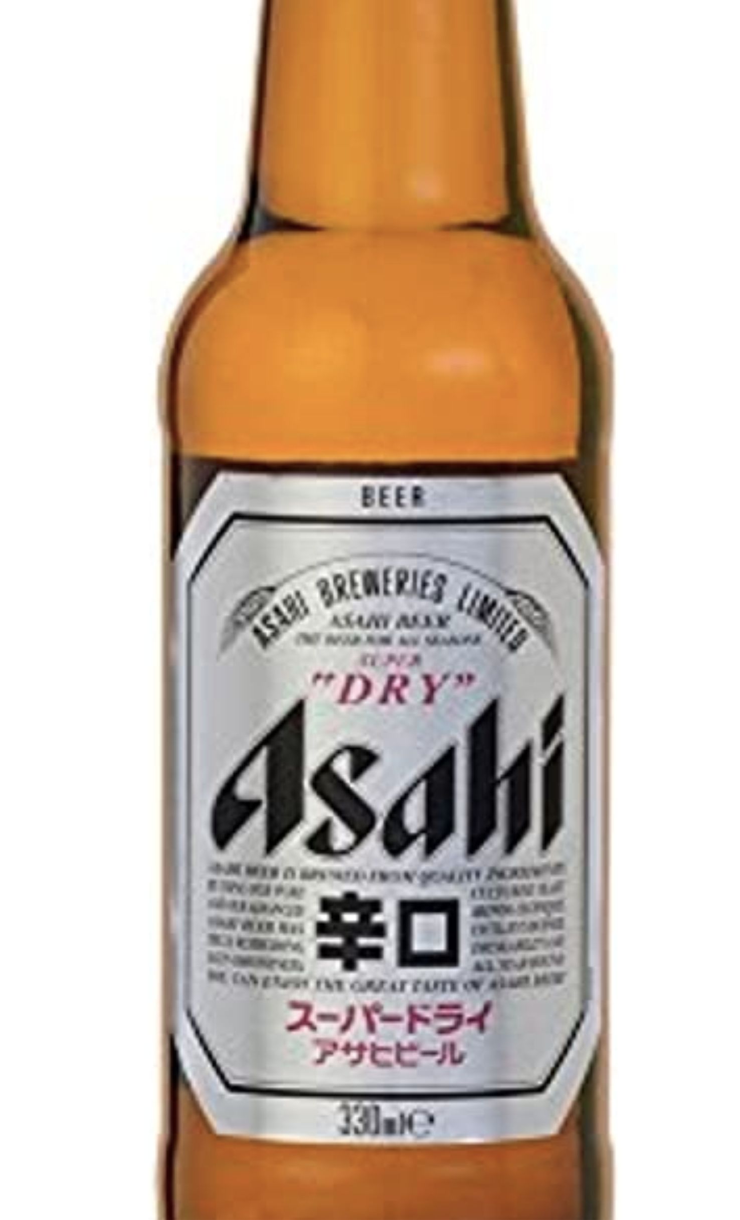 Этикетка Пиво Асахи Супер Драй светл. пастеризован. фильтрован. 0,33л бут, алк. 5,2%