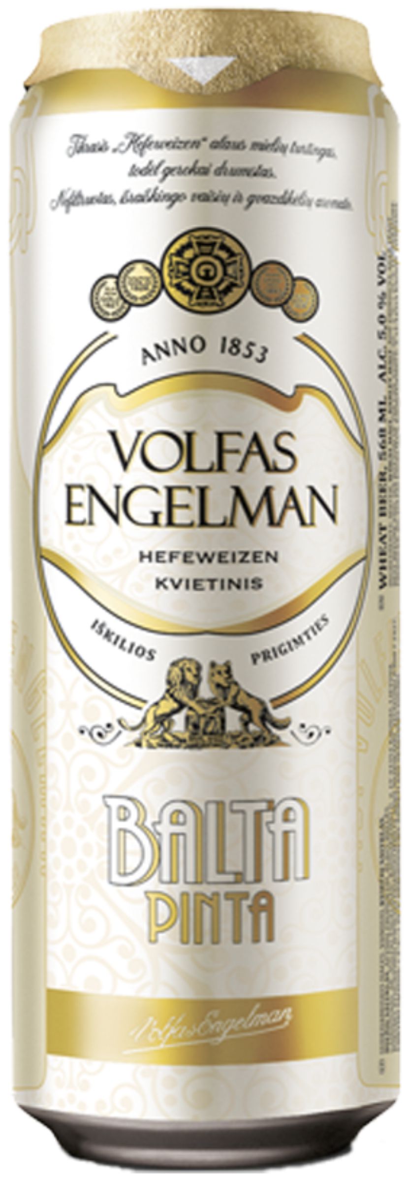 Пиво Вольфас Энгельман Балта Пинта светл. пшенич. нефильтрован. 0,568л бан, алк. 5,0%