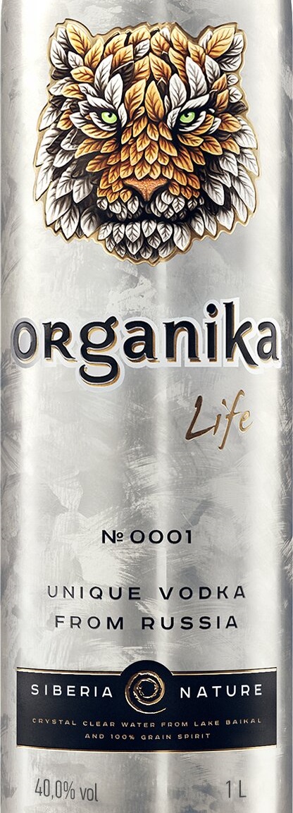 Этикетка Водка ORGANIKA LIFE /ОРГАНИКА ЛАЙФ креп 40%, емк 1,0л