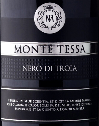 Этикетка ВИНО сортовое сухое красное Монте Тесса Неро Ди Троя креп 13%, емк 0.75л.