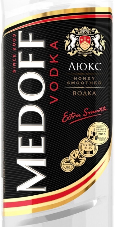 Этикетка Водка "МЕДОФФ ЛЮКС" креп 40%, емк 0,5 л.