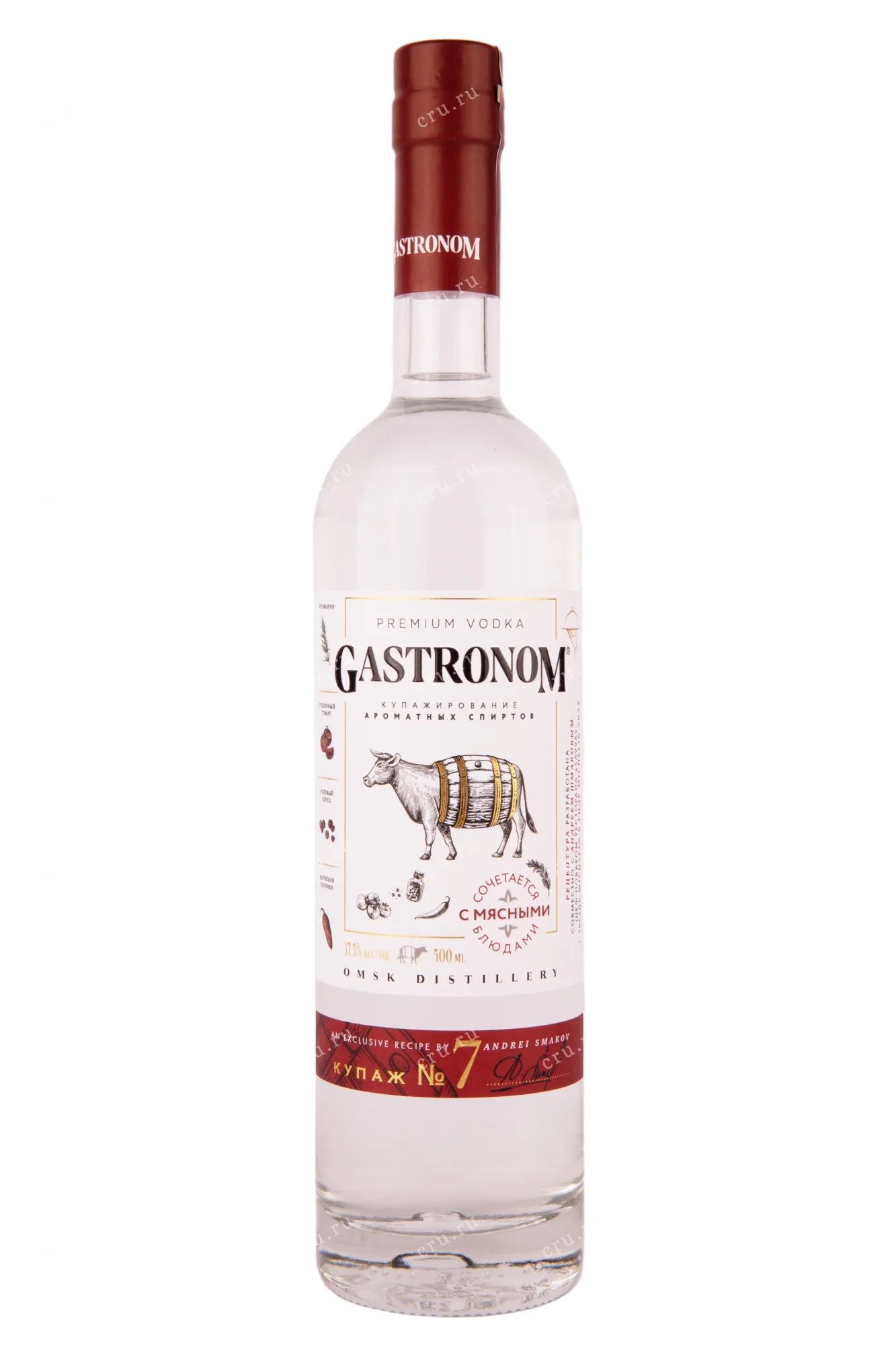 Водка особая "GASTRONOM (ГАСТРОНОМ), КУПАЖ №7 К МЯСНЫМ БЛЮДАМ" креп 37,5%, емк 0,5 л.