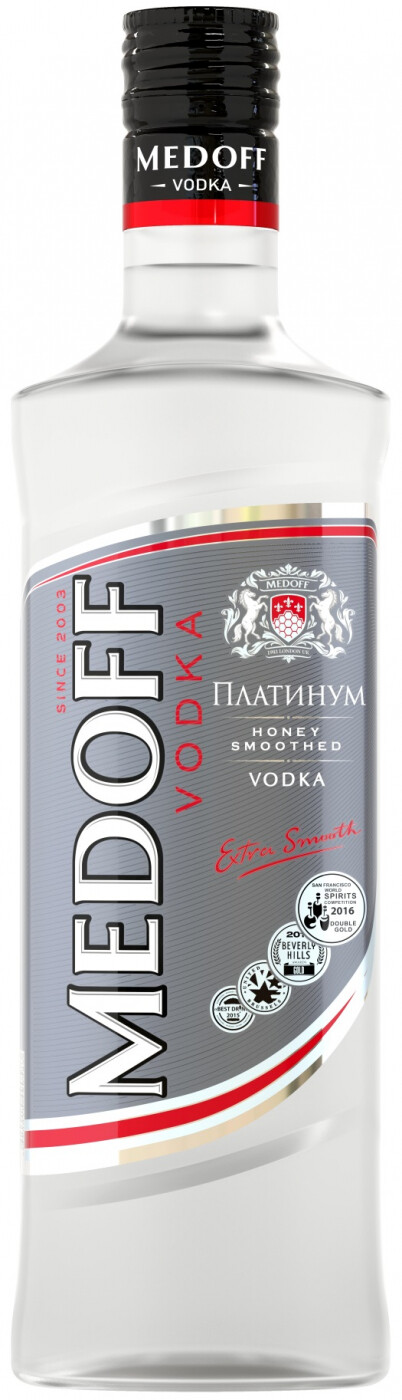 Водка "МЕДОФФ ПЛАТИНУМ" креп 40%, емк 0,5л