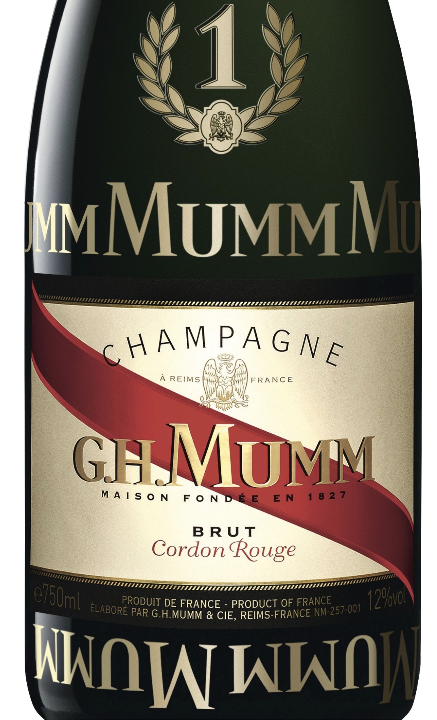 Этикетка Шампанское Мумм "Кордон Руж", белое брют, 0.75 л