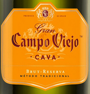 Этикетка Игристое вино  Гран Кампо Вьехо Кава Брют Резерва, белое брют, 0.75 л
