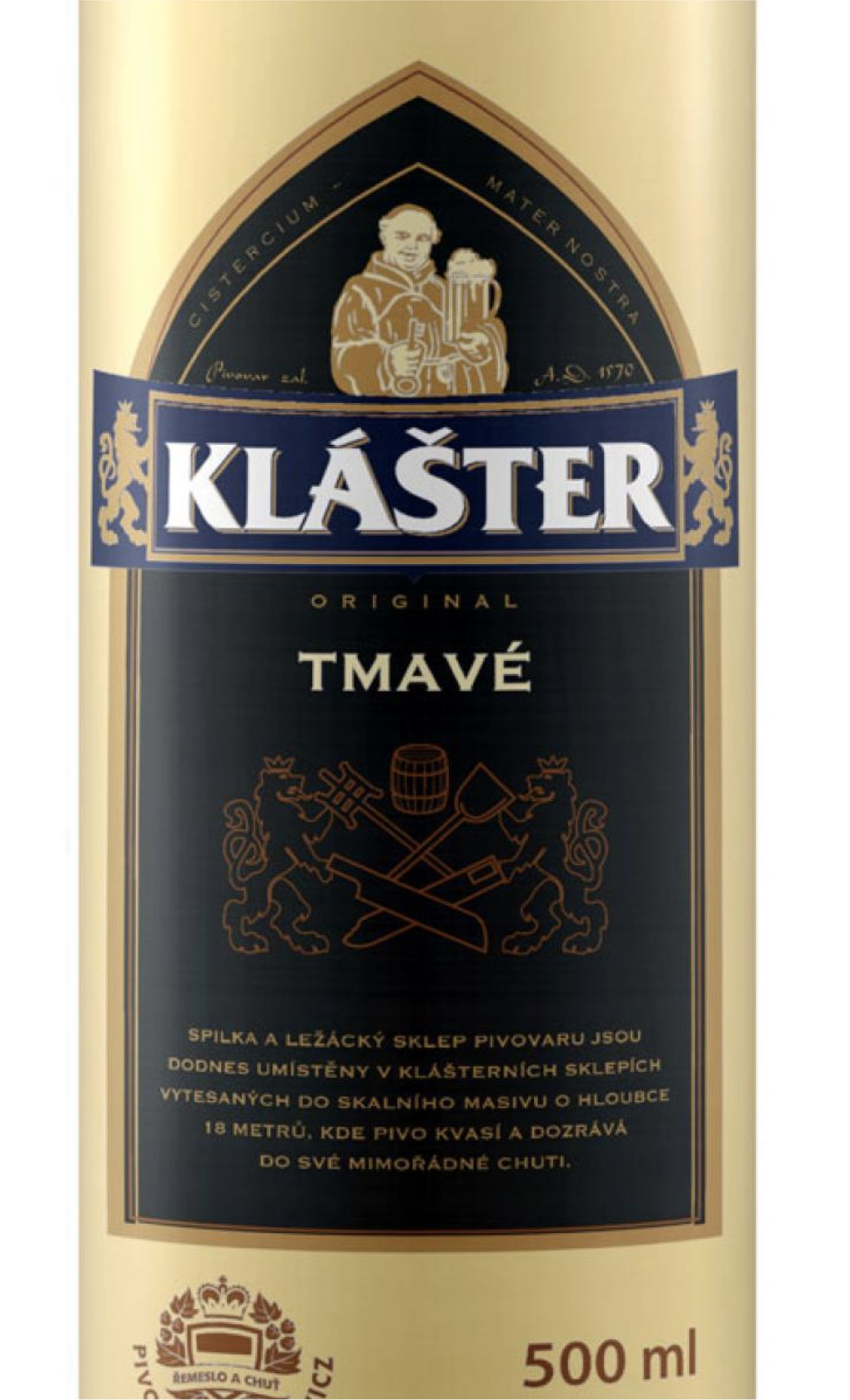 Этикетка Пиво Клаштер Тмаве, темное  фильтрованное, 0.5 л