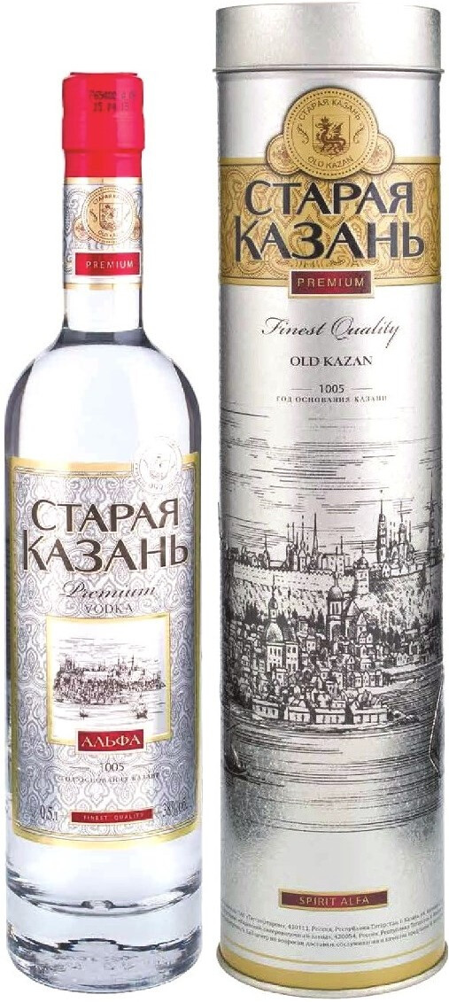 Водка "СТАРАЯ КАЗАНЬ PREMIUM" в сувенирной коробке креп 40%, емк 0.5 л