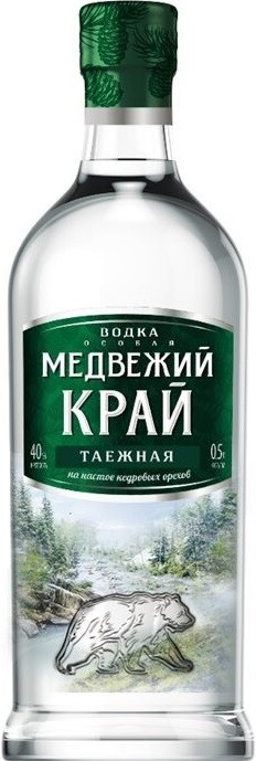 Водка особая "МЕДВЕЖИЙ КРАЙ ТАЁЖНАЯ" креп 40%, емк 0,5 л