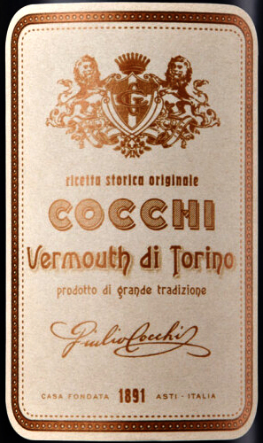 Этикетка Ароматизированный виноградосодержащий напиток из виноградного сырья сладкий "Вермут Кокки Сторико Ди Торино"  2021г креп