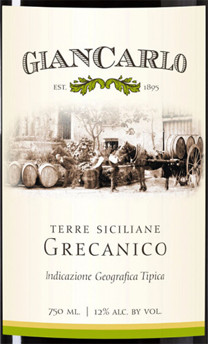 Этикетка Жанкарло Терре Сицилиане Греканико 2019г сухое белое 0.75л.