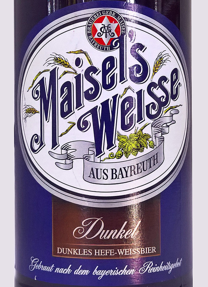 Этикетка Пиво Майзелс Вайс Дункель, пшеничное темное нефильтрованное, 0.5 л