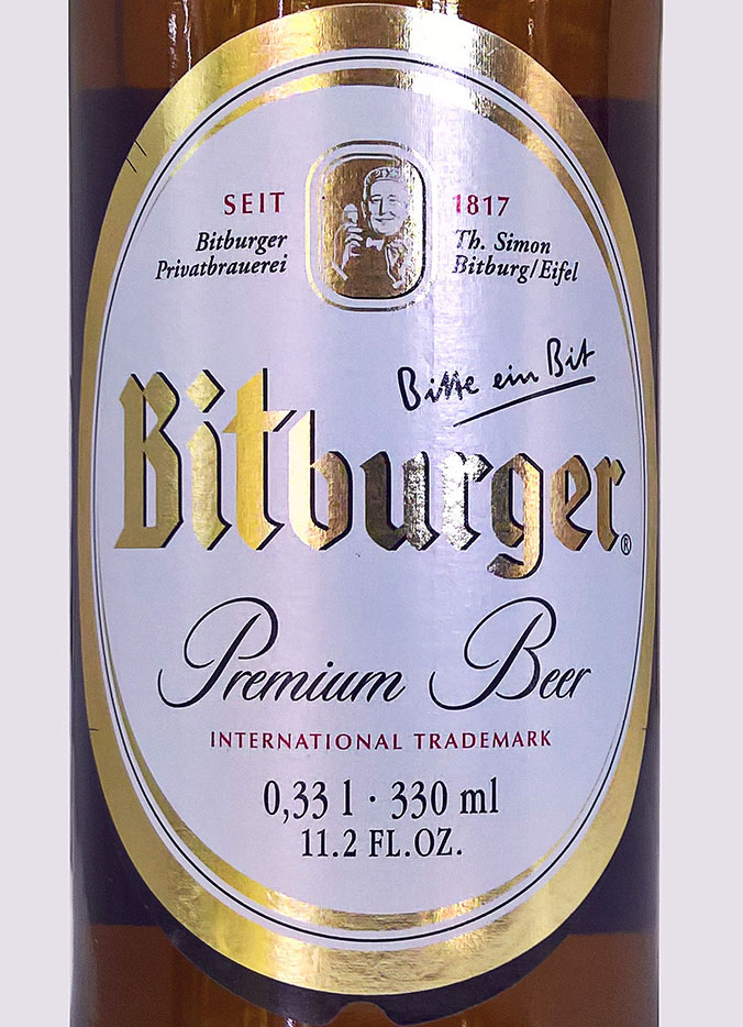 Этикетка Пиво Битбургер светлое Bitburger Premium Beer 0,33л бут.