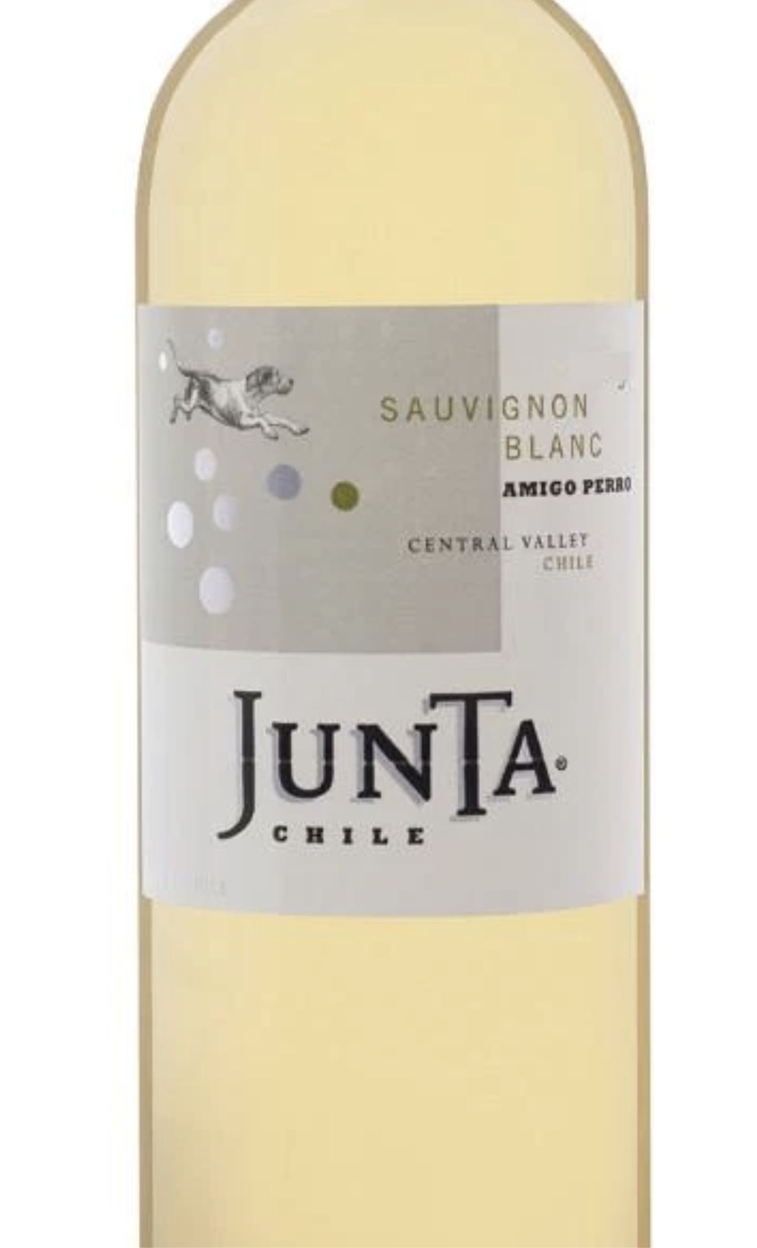 Этикетка ВИНО защищен. географ. указ. рег. Центральная долина  Junta Amigo Perro Sauvignon Blanc / Хунта Амиго Перро Совиньон Бла