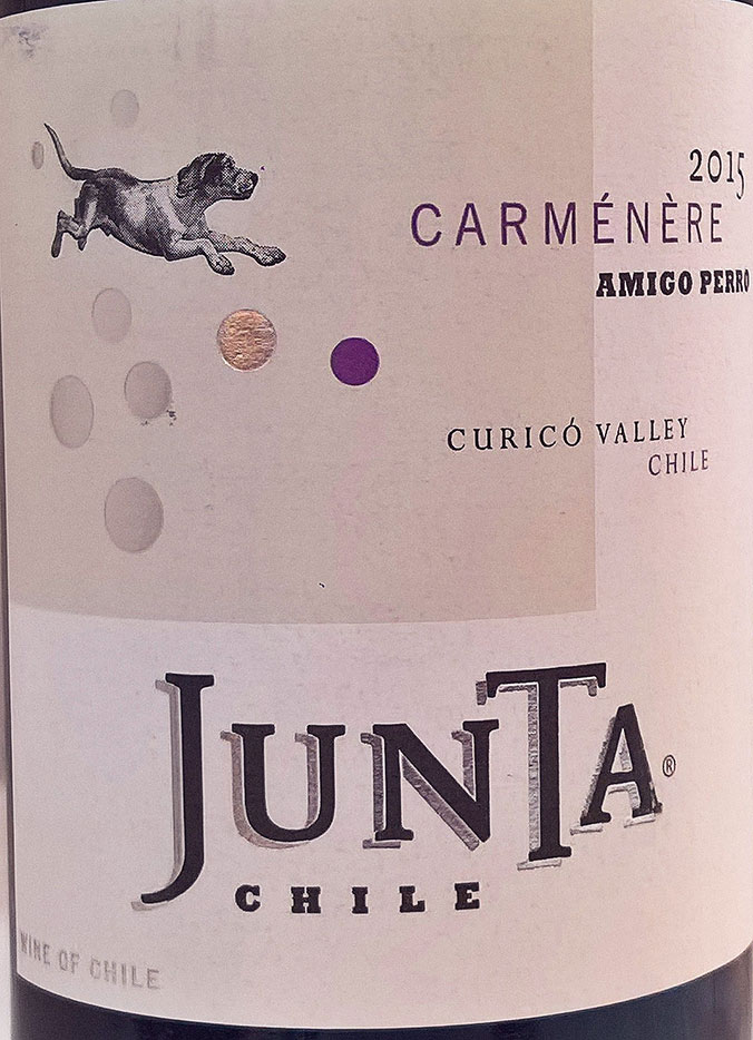 Этикетка Вино Хунта Карменер Амиго Перро красное сухое 0.75л. 2015г. Долина Курико Чили