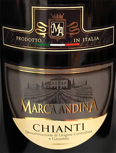 Этикетка Вино выдержанное "Marca Andina Chianti"/"Марка Андина Кьянти" 2021г красное сухое креп 12,5%, емк 0,75л